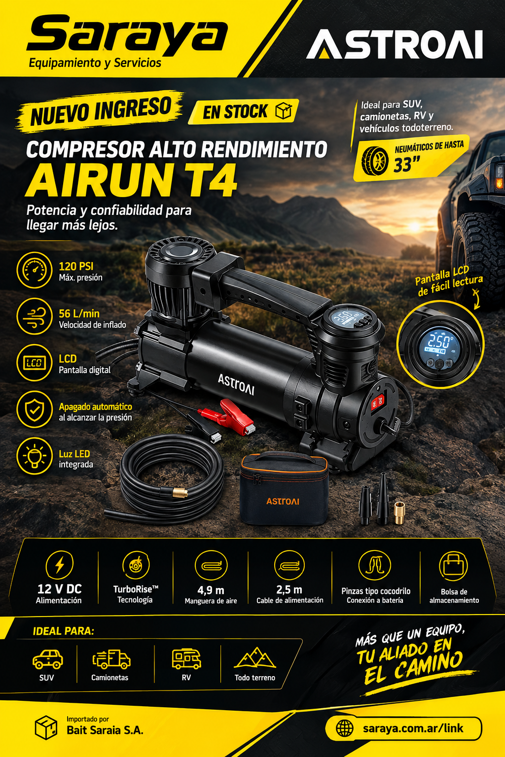 ASTROAI COMPRESOR ALTO RENDIMIENTO AIRUN T4 · AstroAI